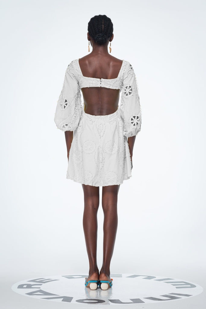 Shop  white dress - Perfect for special occasions | Bahdan Cutout Balloon Sleeve Ruffle Mini Dress In White