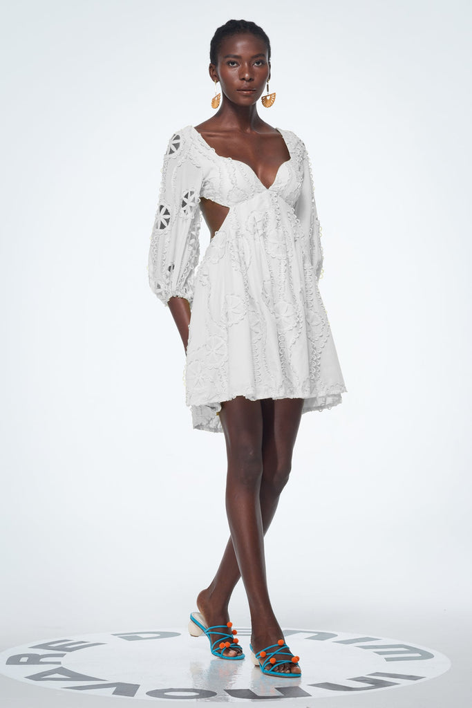 Shop  white dress - Perfect for special occasions | Bahdan Cutout Balloon Sleeve Ruffle Mini Dress In White