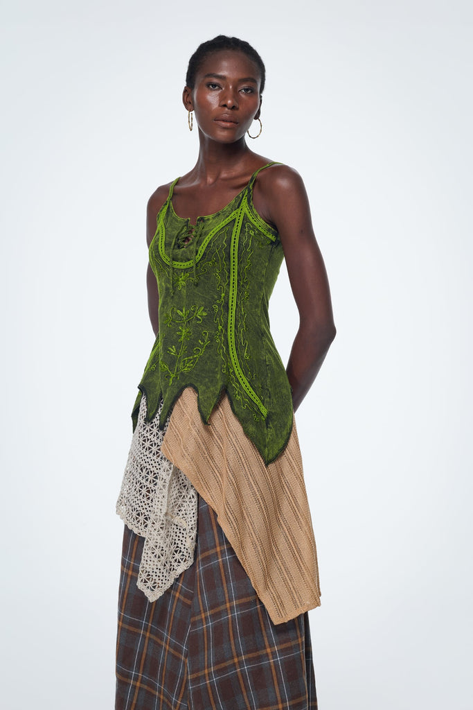 Stylish red dress | Baihu Tie Dye Embroidered Top - Ideal for special occasions