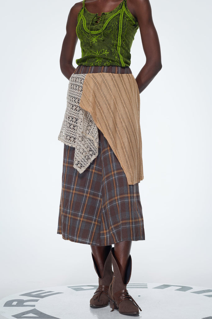 Stylish beautiful maxi | Baila Plaid Patchwork Maxi Skirt - Ideal for special occasions