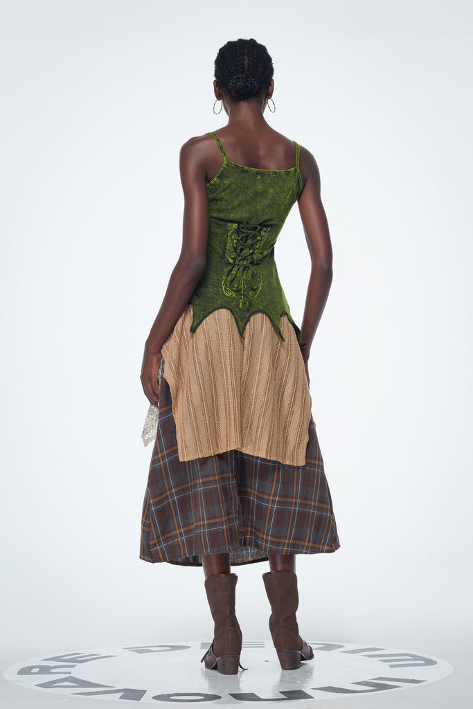 Shop  beautiful maxi - Perfect for special occasions | Baila Plaid Patchwork Maxi Skirt