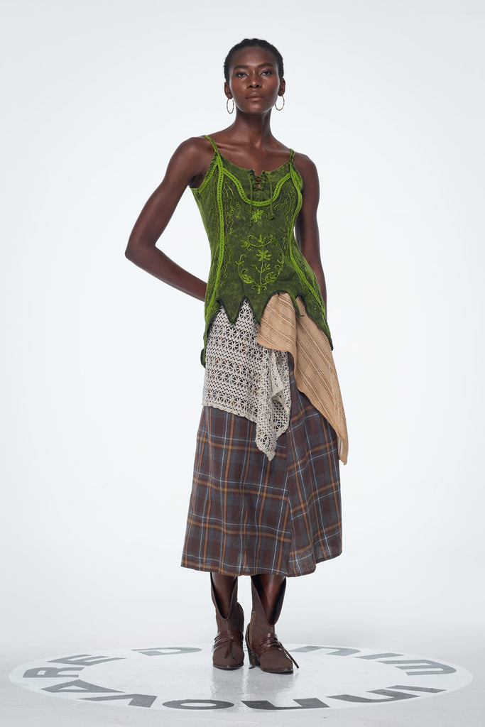 Baila Plaid Patchwork Maxi Skirt - Stylish beautiful maxi for special occasions | Buy Online