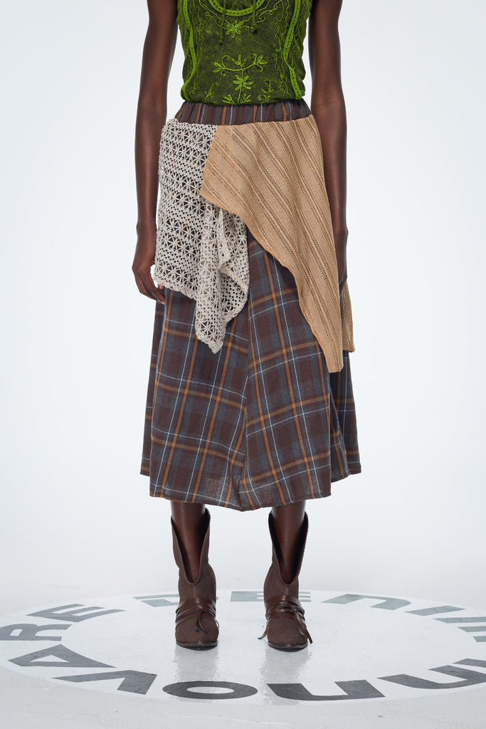 Stylish beautiful maxi | Baila Plaid Patchwork Maxi Skirt - Ideal for special occasions
