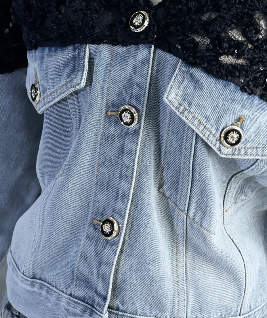 Bakhtiyar Embroidered Sequin Denim Jacket