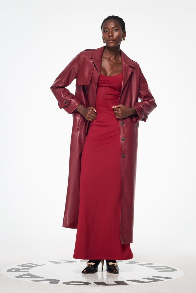 Baldechild Buckle Leather Coat - Stylish beautiful dress for special occasions | Buy Online