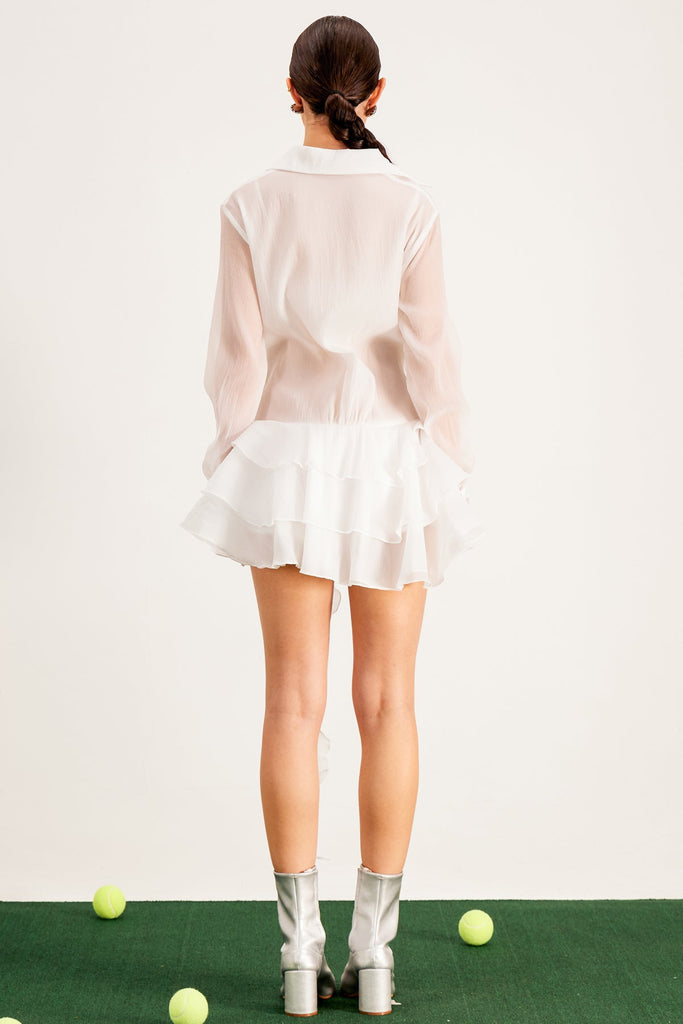 Shop  white dress - Perfect for special occasions | Balfour Ruffle Flower Mini Dress In White