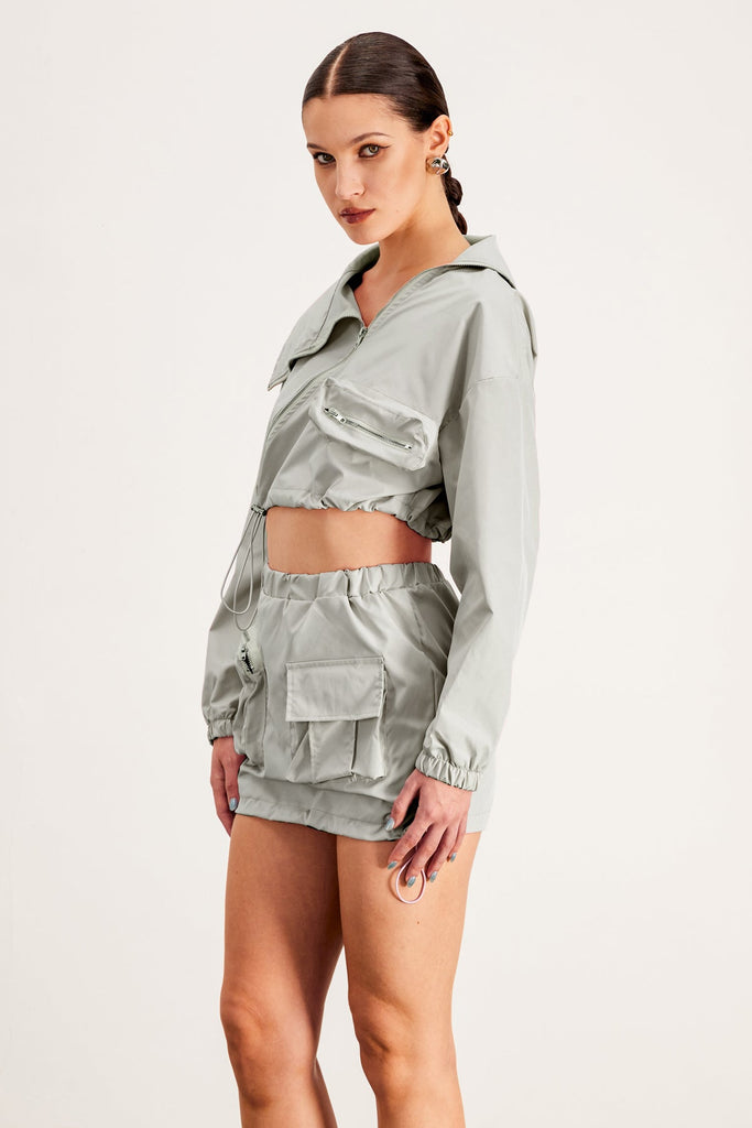 Baltasar Deconstruct Asymmetric Pocket Skirt Set In Khaki - Stylish beautiful dress for special occasions | Buy Online