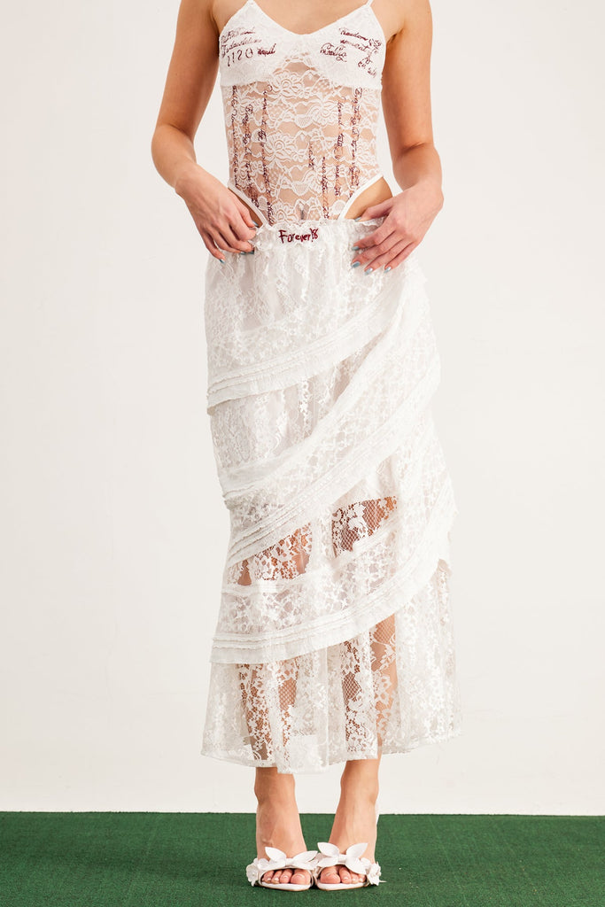 Balthazar Lace Asymmetric Maxi Skirt - Stylish beautiful maxi for special occasions | Buy Online