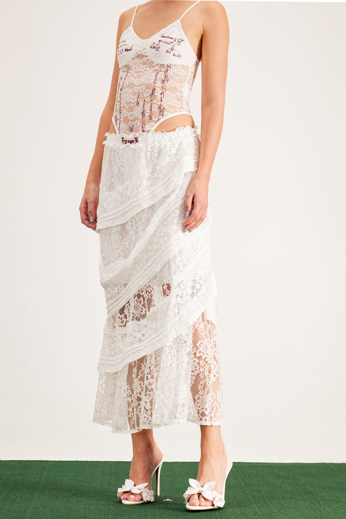 Balthazar Lace Asymmetric Maxi Skirt - Stylish beautiful maxi for special occasions | Buy Online