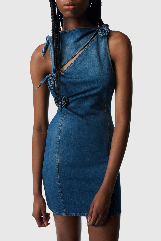 Shop  beautiful dress - Perfect for special occasions | Balto Flower Asymmetric Denim Mini Dress