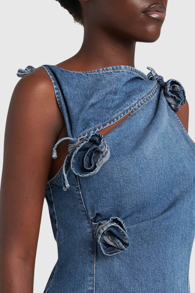 Stylish beautiful dress | Balto Flower Asymmetric Denim Mini Dress - Ideal for special occasions