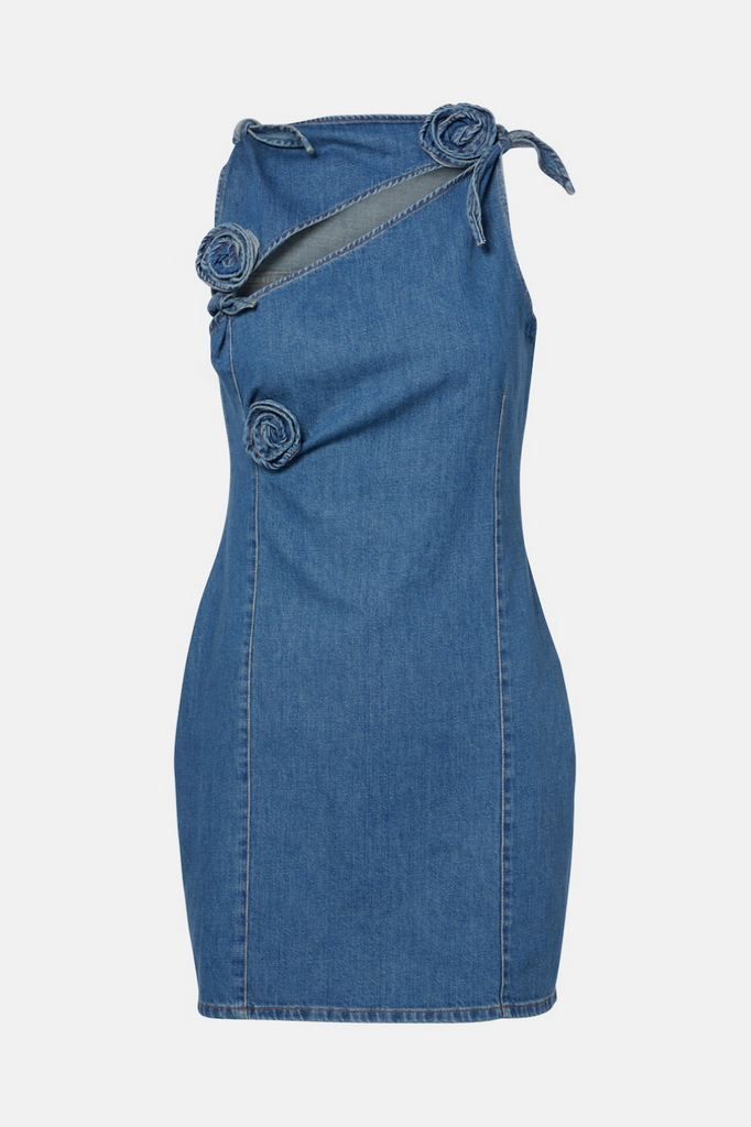 Shop  beautiful dress - Perfect for special occasions | Balto Flower Asymmetric Denim Mini Dress