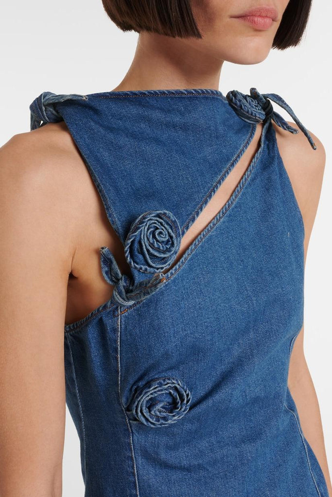 Stylish beautiful dress | Balto Flower Asymmetric Denim Mini Dress - Ideal for special occasions