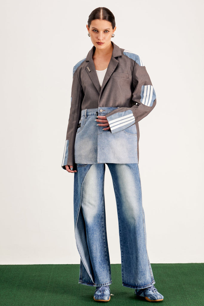 Banele Deconstruct Embroidered Stripe Jacket - Stylish red dress for special occasions | Buy Online