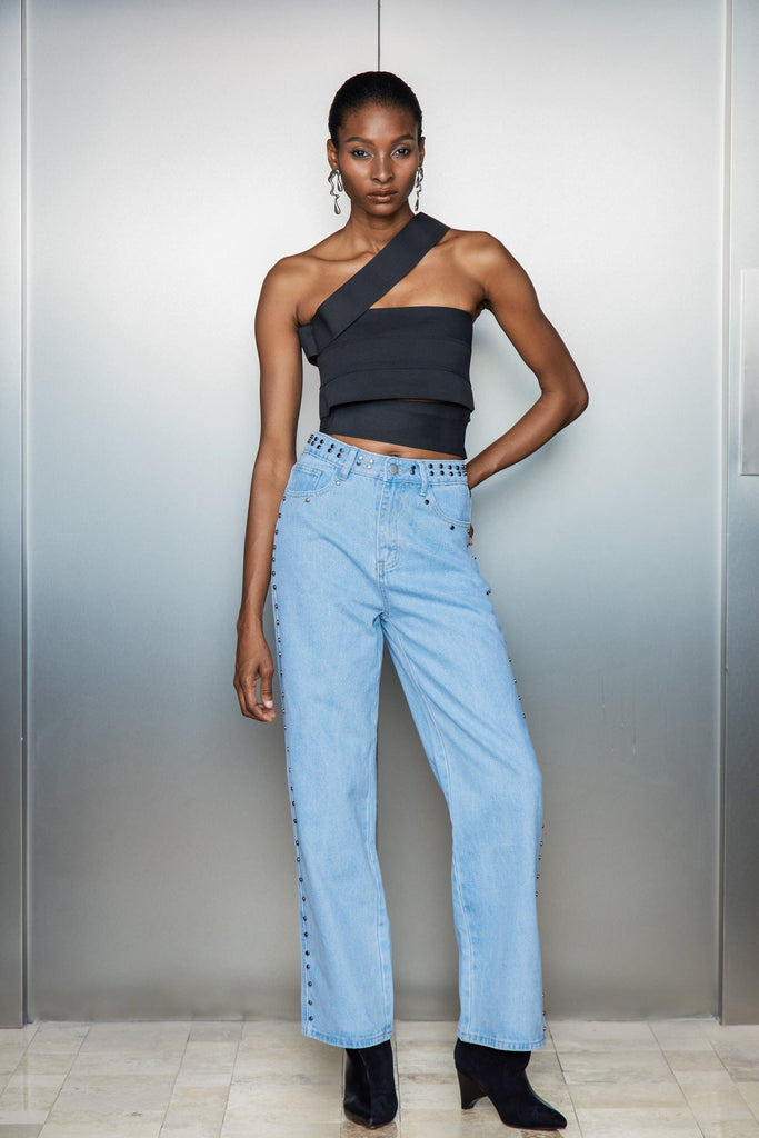 Shop  blue dress - Perfect for special occasions | Banquo Star Embellished Wide Jeans In Blue