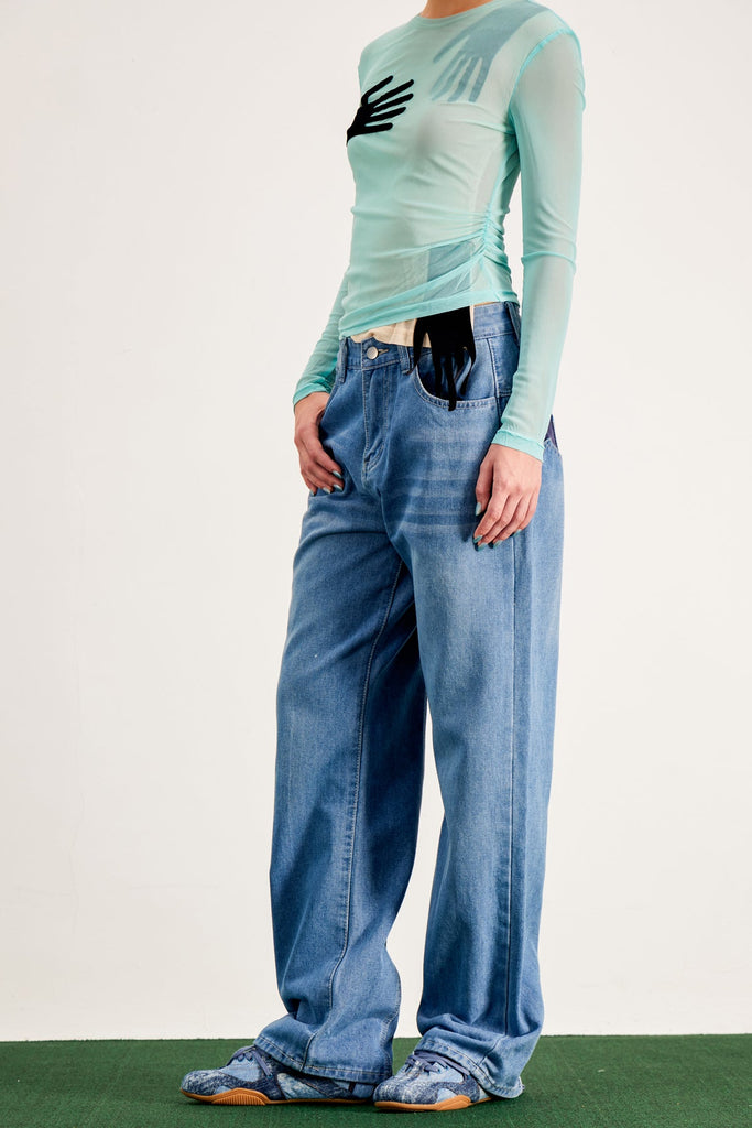 Shop  blue dress - Perfect for special occasions | Banquo Star Wide Leg Jeans In Slight Blue