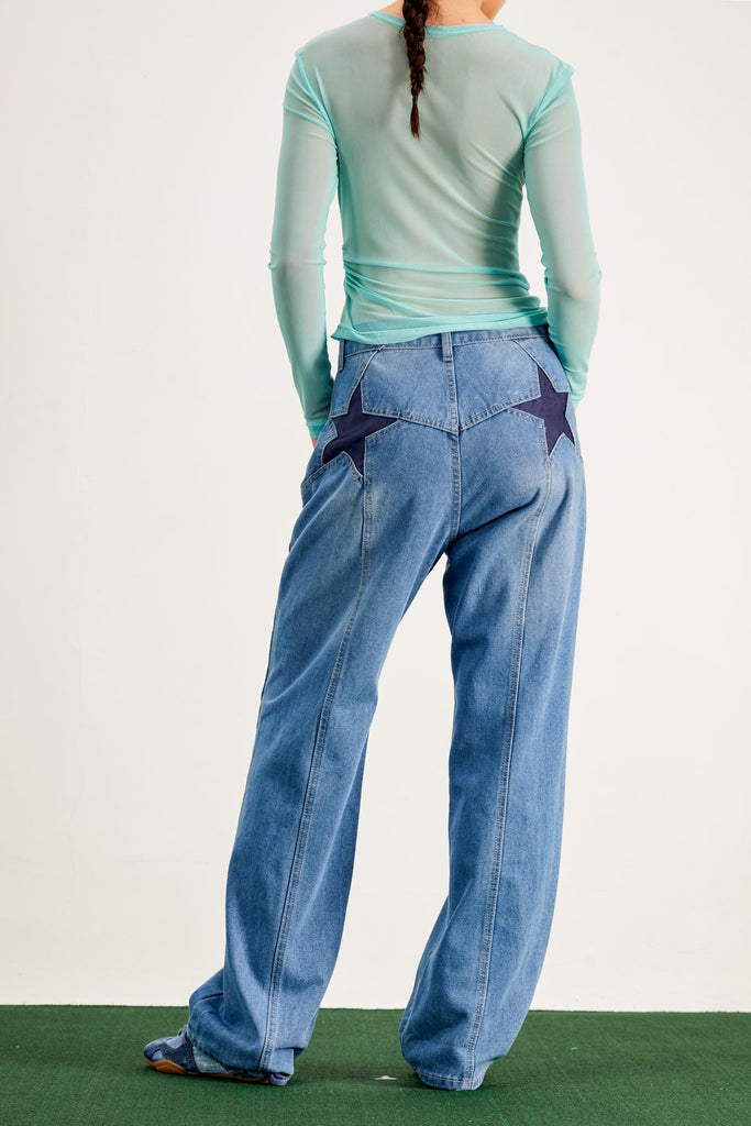 Stylish blue dress | Banquo Star Wide Leg Jeans In Slight Blue - Ideal for special occasions