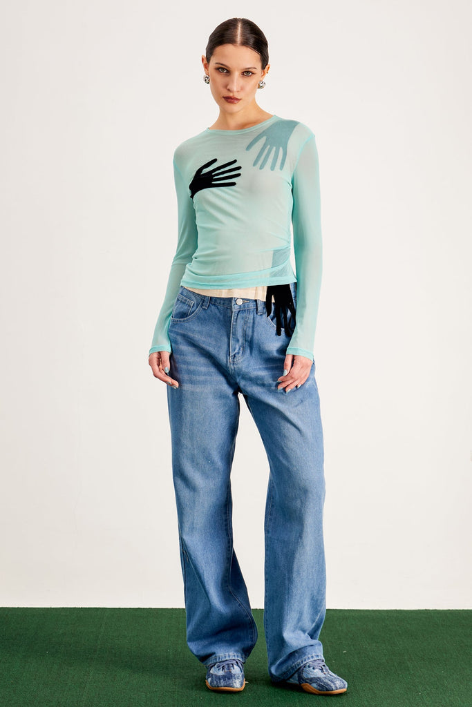 Banquo Star Wide Leg Jeans In Slight Blue - Stylish blue dress for special occasions | Buy Online