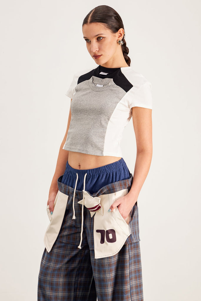 Baptista Deconstruct Crop T Shirt In White - Stylish white dress for special occasions | Buy Online