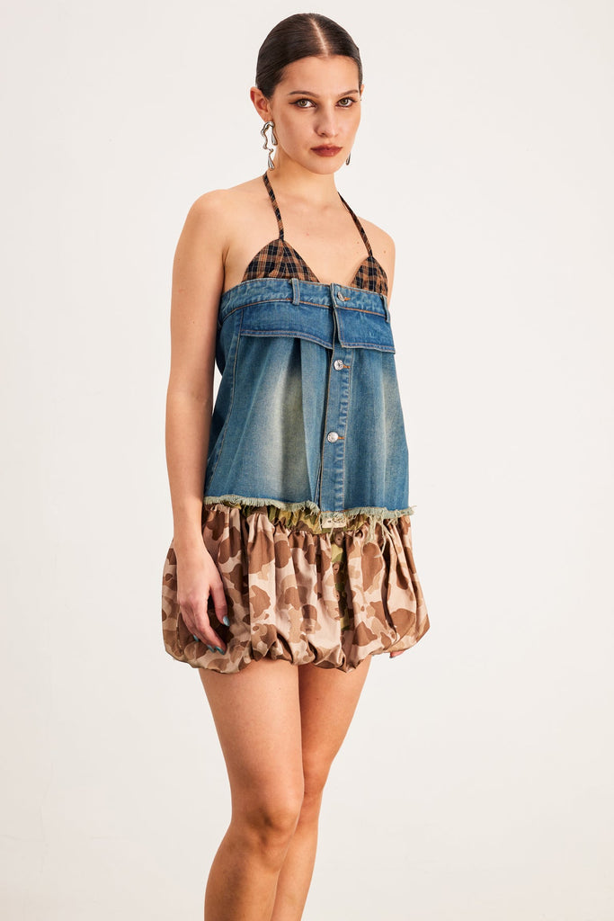 Shop  beautiful dress - Perfect for special occasions | Barack Plaid Spaghetti Denim Top