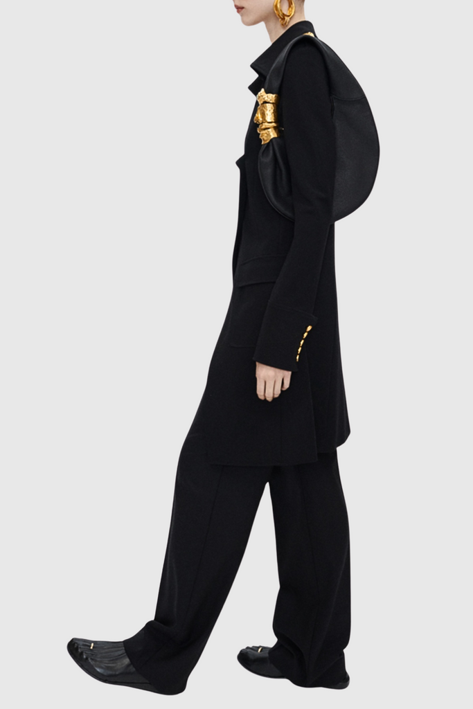 Shop  beautiful dress - Perfect for special occasions | Baraia Asymmetric Gold-buttoned Embellished Coat