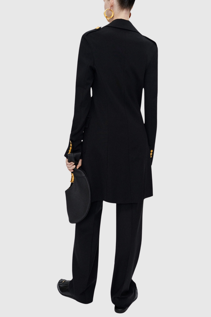 Baraia Asymmetric Gold-buttoned Embellished Coat - Stylish beautiful dress for special occasions | Buy Online