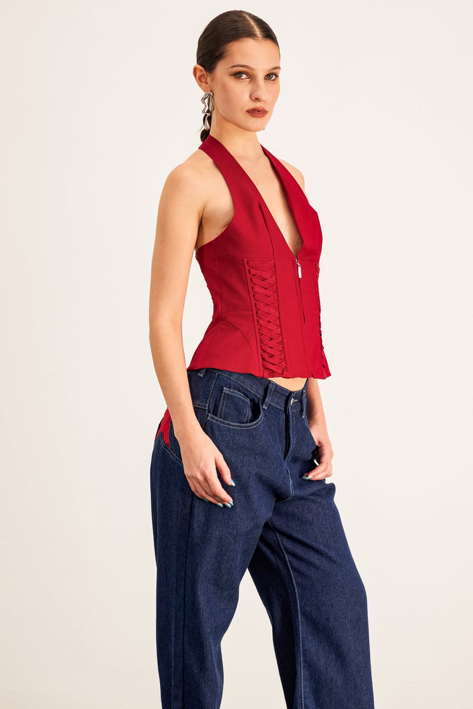 Shop  beautiful dress - Perfect for special occasions | Barclay Lace Up Halter Neck Corset Top