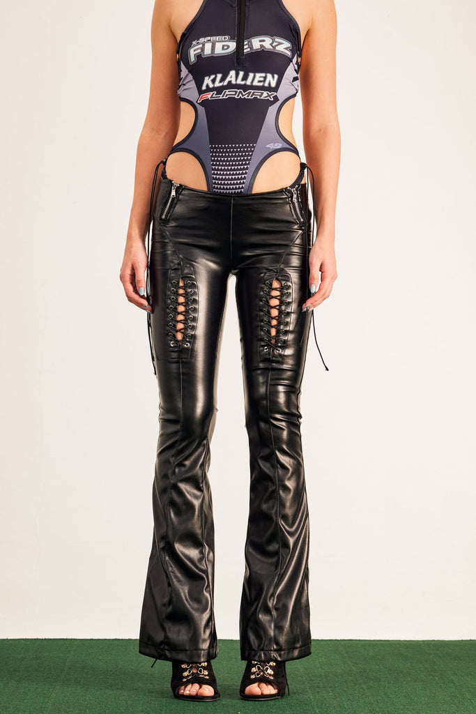 Stylish beautiful dress | Barna Lace Up Leather Bootcut Pants - Ideal for special occasions