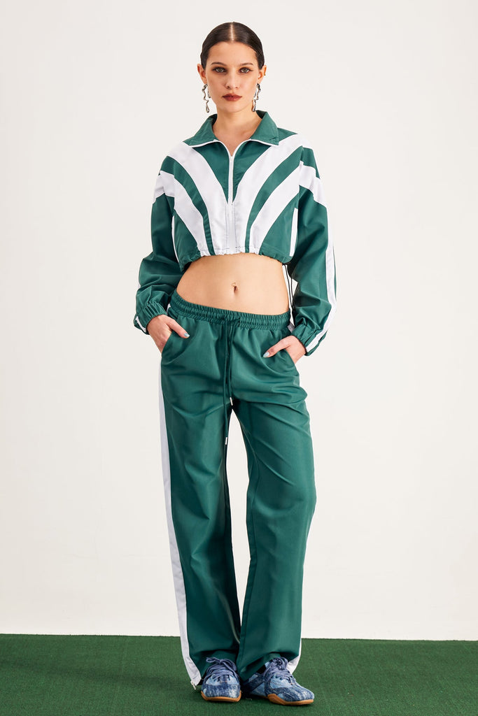 Shop  green dress - Perfect for special occasions | Baron Stripe Pants Set In Green