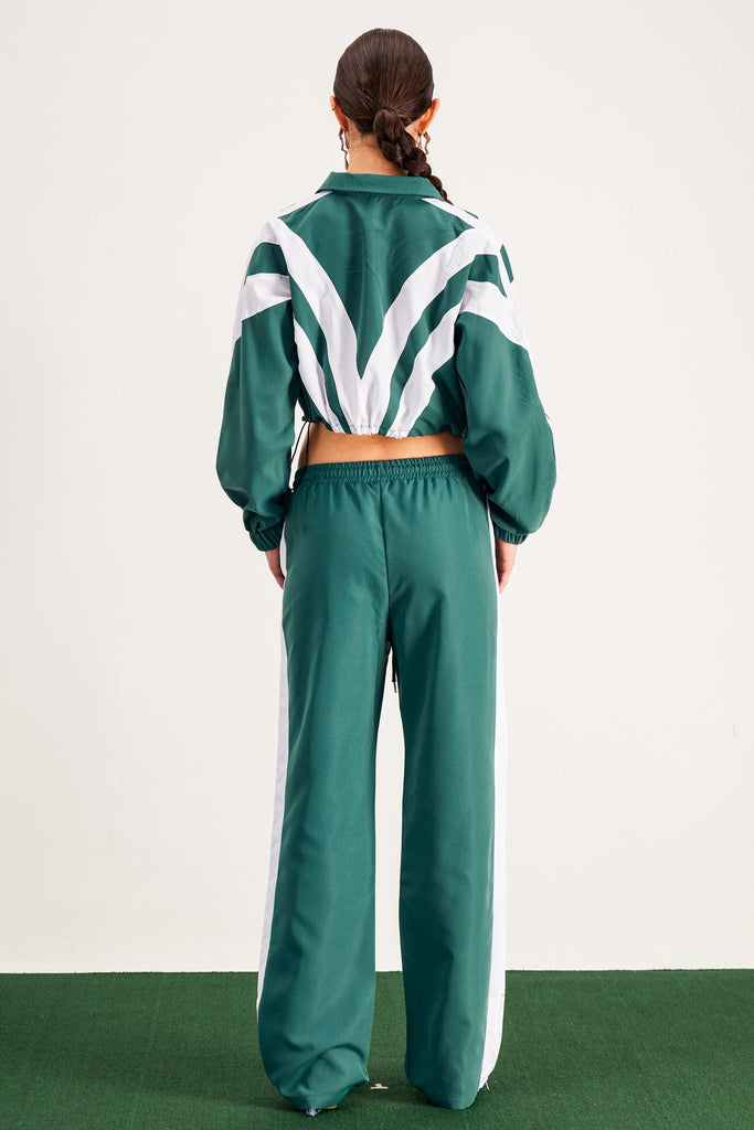 Baron Stripe Pants Set In Green - Stylish green dress for special occasions | Buy Online