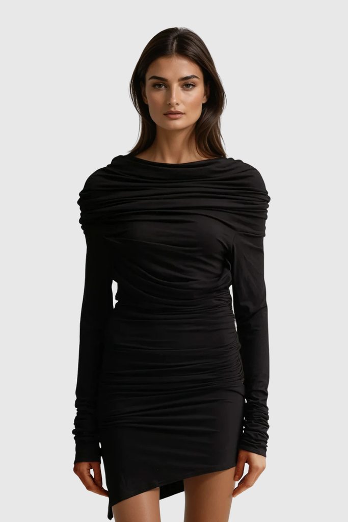 Stylish black dress | Barry Ruch Asymmetric Mini Dress In Black - Ideal for special occasions