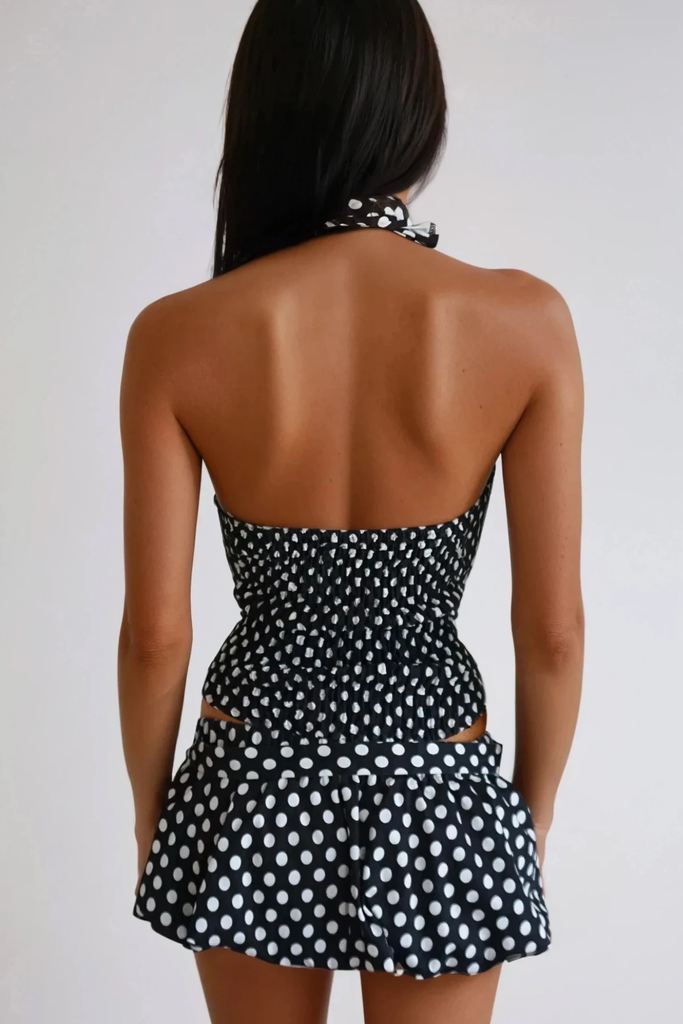 Shop  black dress - Perfect for special occasions | Bartek Dot Halter Neck Bow Skirt Set In Black