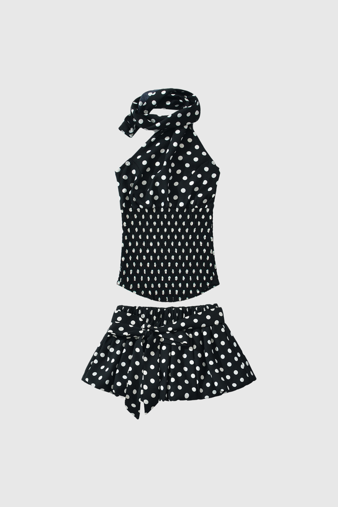 Stylish black dress | Bartek Dot Halter Neck Bow Skirt Set In Black - Ideal for special occasions