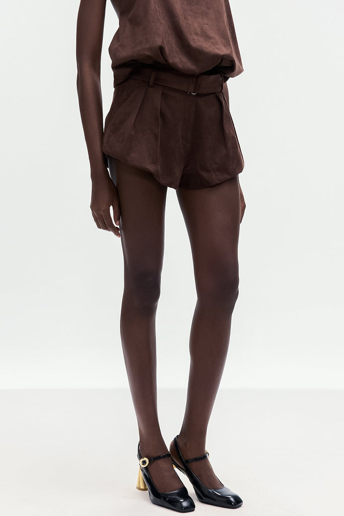 Shop  beautiful mini - Perfect for special occasions | Bartolomea Suede Buckle Mini Pants