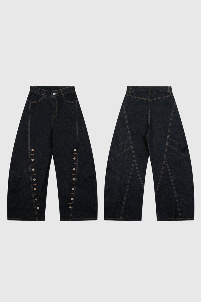 Bastiaan Button Curved Leg Jeans - Stylish beautiful dress for special occasions | Buy Online