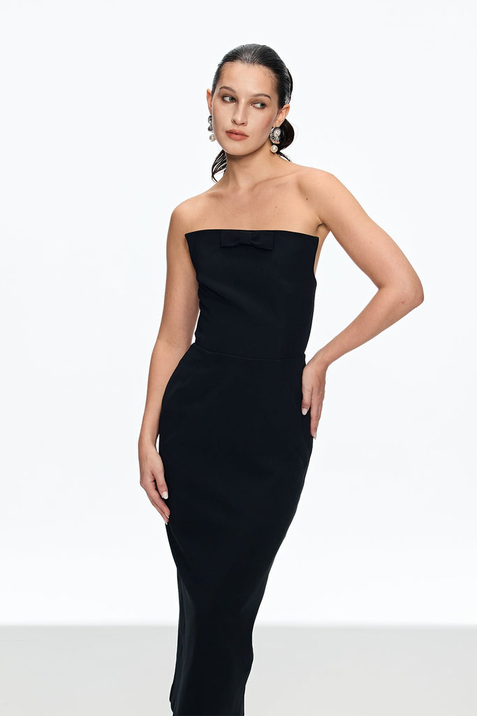 Bastien Strapless Maxi Dress In Black - Stylish black dress for special occasions | Buy Online