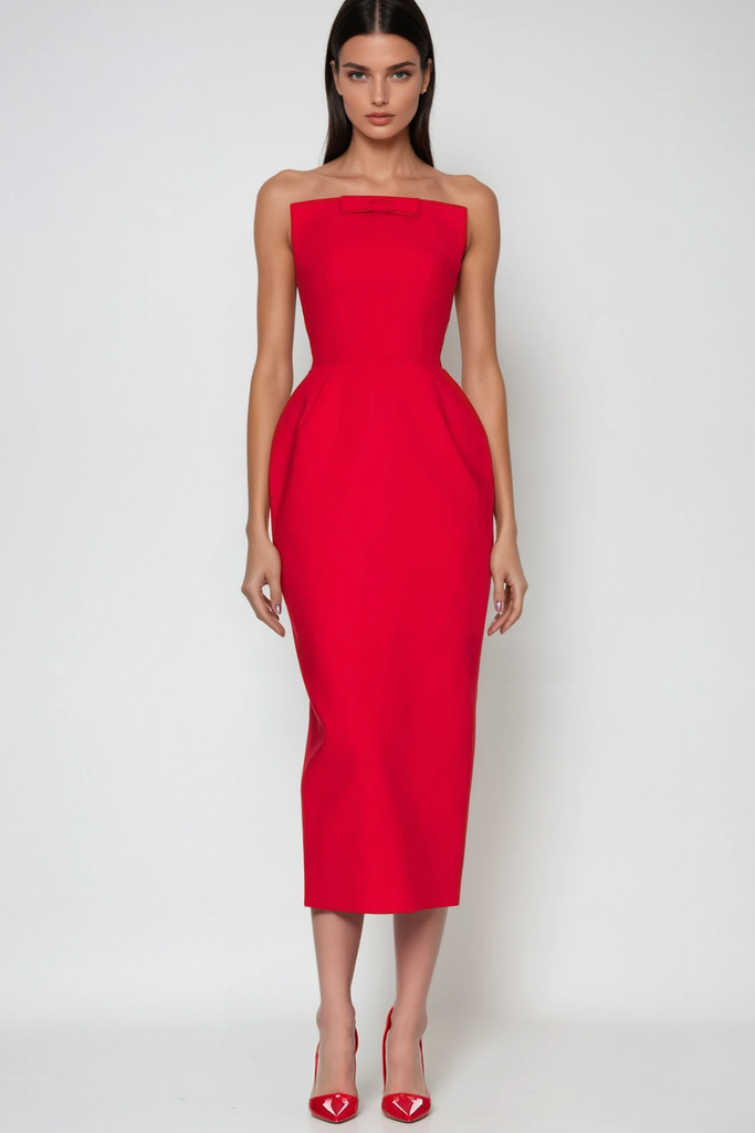 Stylish red dress | Bastien Strapless Maxi Dress In Red - Ideal for special occasions