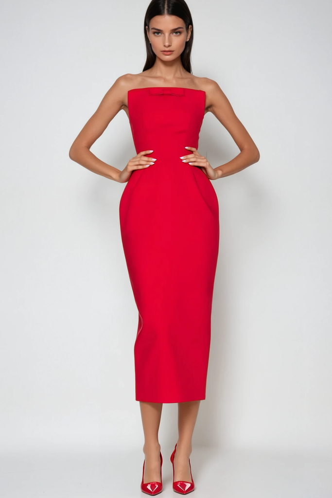 Shop  red dress - Perfect for special occasions | Bastien Strapless Maxi Dress In Red
