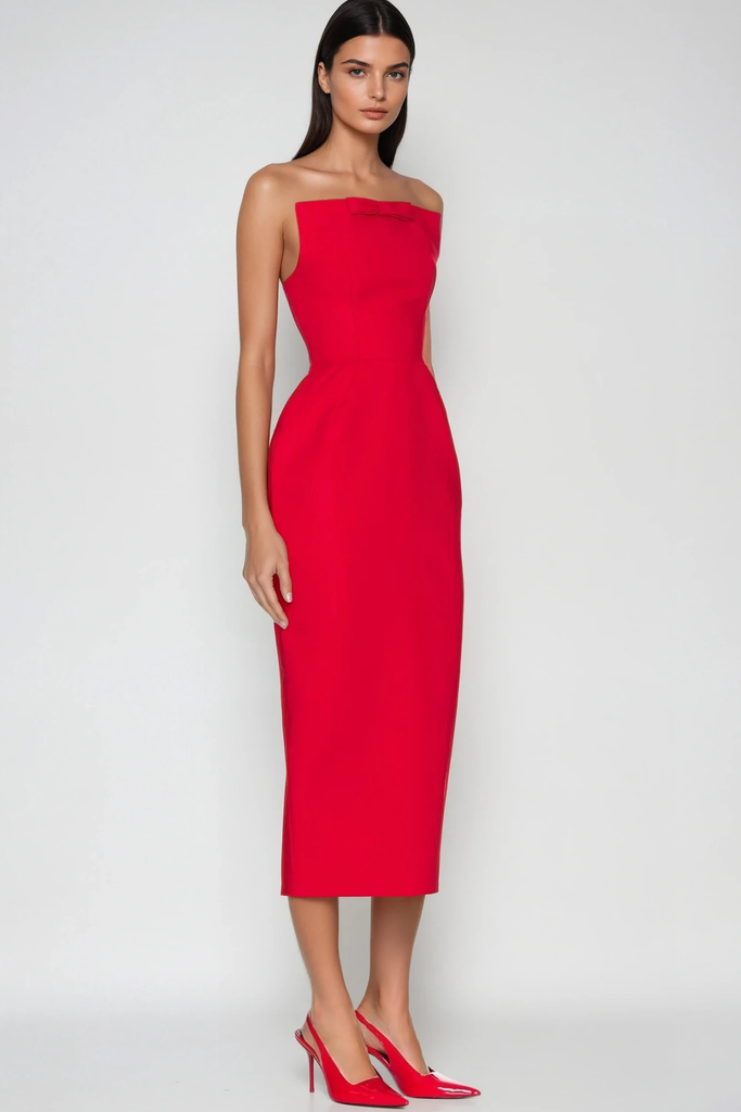 Shop  red dress - Perfect for special occasions | Bastien Strapless Maxi Dress In Red