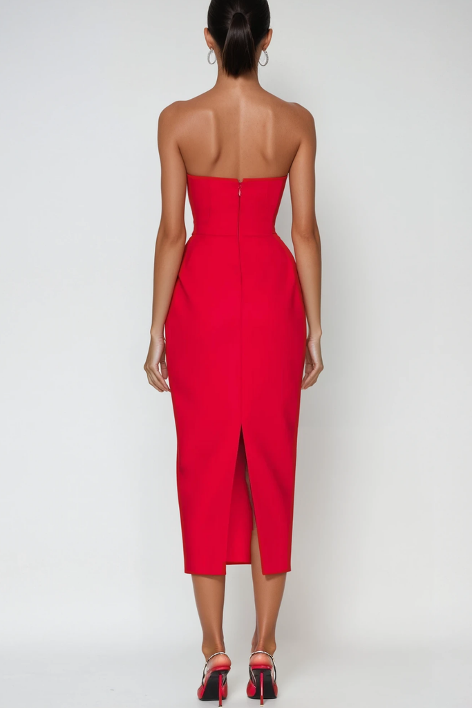 Stylish red dress | Bastien Strapless Maxi Dress In Red - Ideal for special occasions