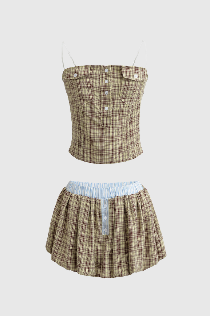 Stylish beautiful dress | Basu Stripe Spaghetti Skirt Set - Ideal for special occasions