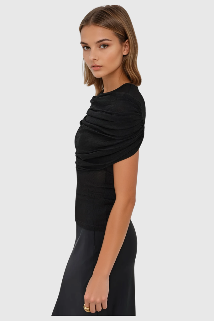 Shop  black dress - Perfect for special occasions | Batel Mesh Ruch T Shirt In Black