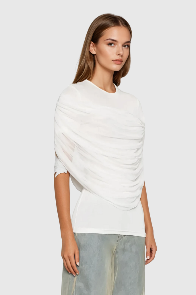 Shop  white dress - Perfect for special occasions | Batel Mesh Ruch T Shirt In White