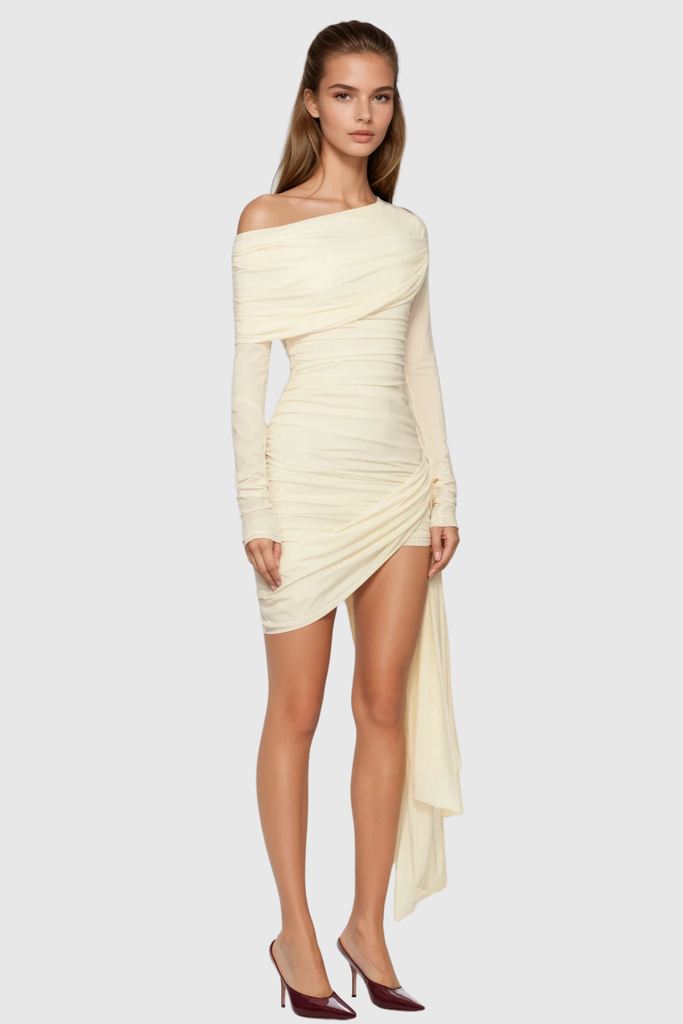 Bathilde One Shouder Asymmetric Fringe Mini Dress - Stylish beautiful dress for special occasions | Buy Online