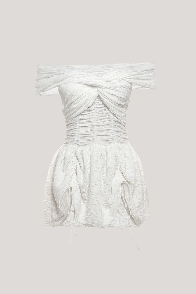 Stylish beautiful dress | Batuhan Strapless Cross Drawstring Mini Dress - Ideal for special occasions