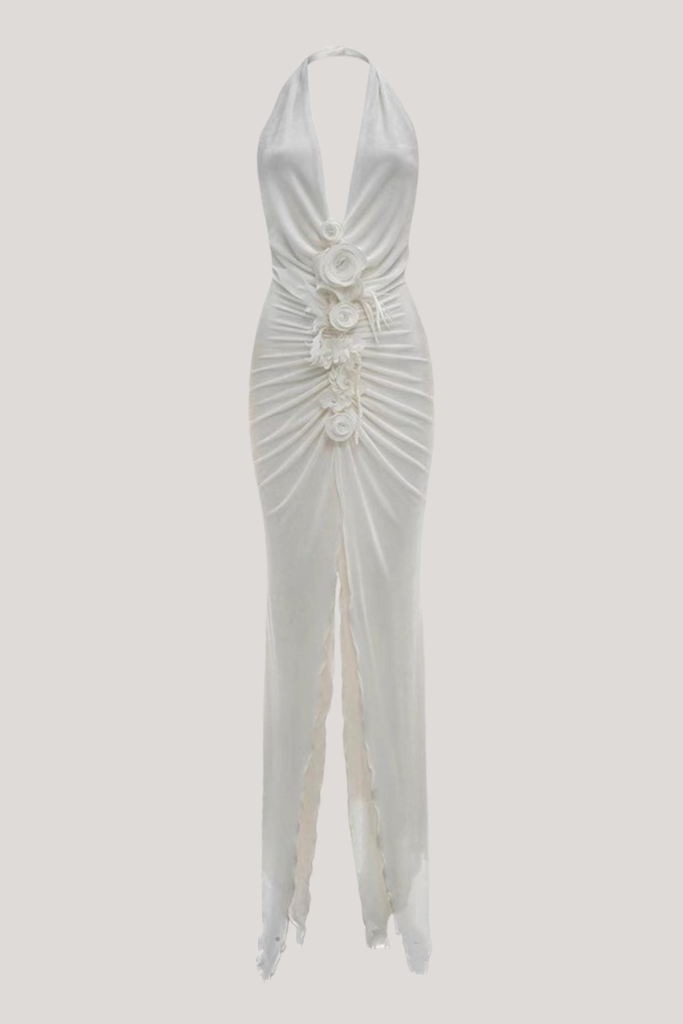 Stylish beautiful dress | Batyah Halter Neck Flower Split Maxi Dress - Ideal for special occasions