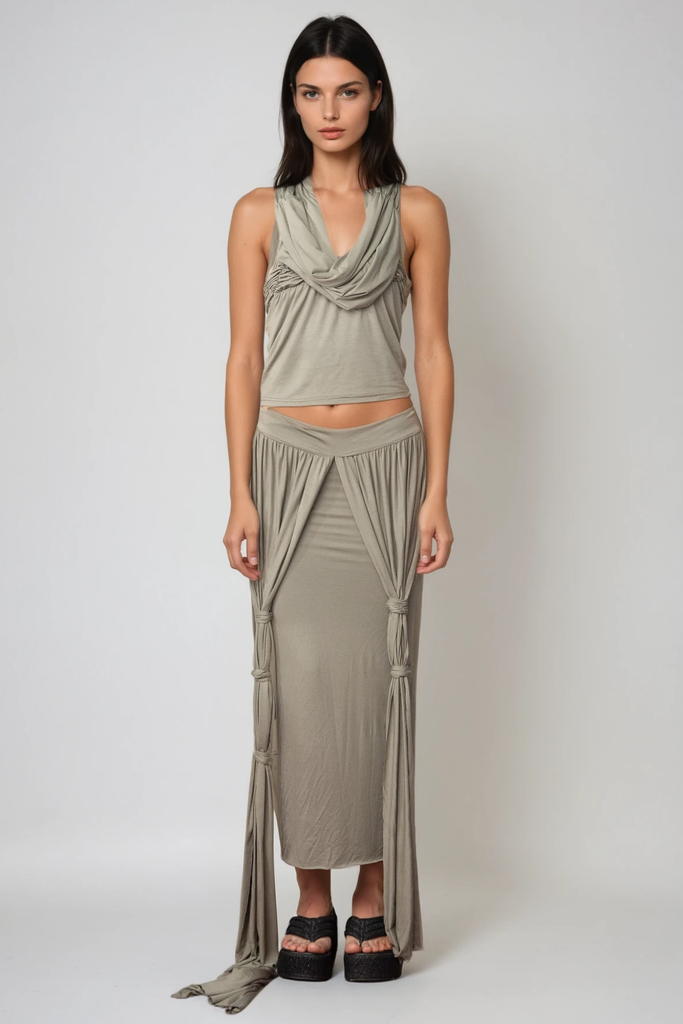 Stylish beautiful dress | Baugulf Ruch Fringe Lace Up Skirt Set - Ideal for special occasions