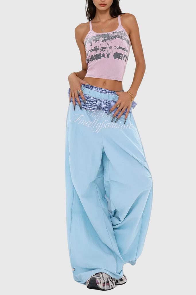 Shop  blue dress - Perfect for special occasions | Bautista Ruffle Print Wide Leg Pants In Blue