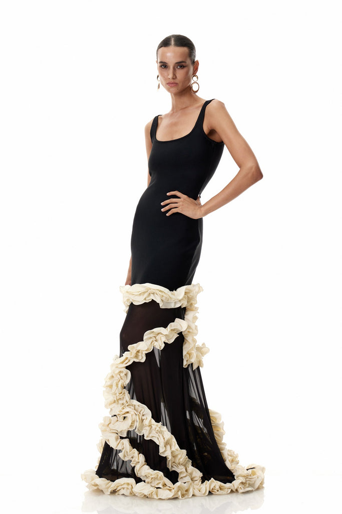 Shop  beautiful dress - Perfect for special occasions | Beckah Mesh Ruffle Asymmetric Maxi Dress