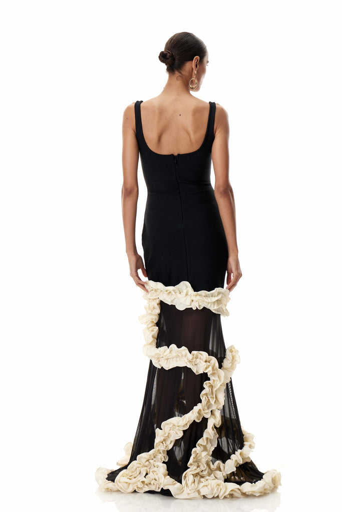 Shop  beautiful dress - Perfect for special occasions | Beckah Mesh Ruffle Asymmetric Maxi Dress
